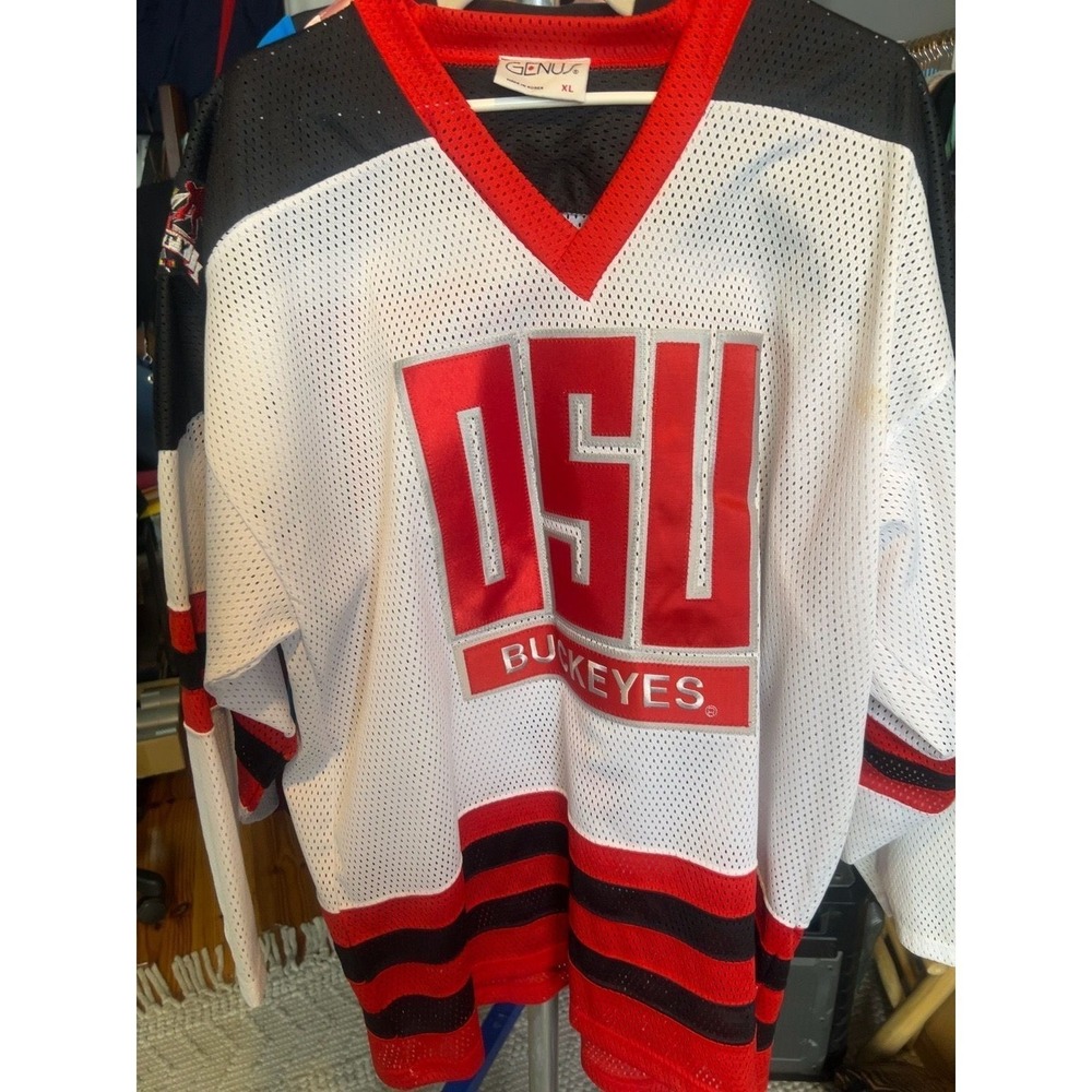 Vintage 90s Genus Ohio State Buckeyes Hockey Jersey Mens XL OSU Varsity #1